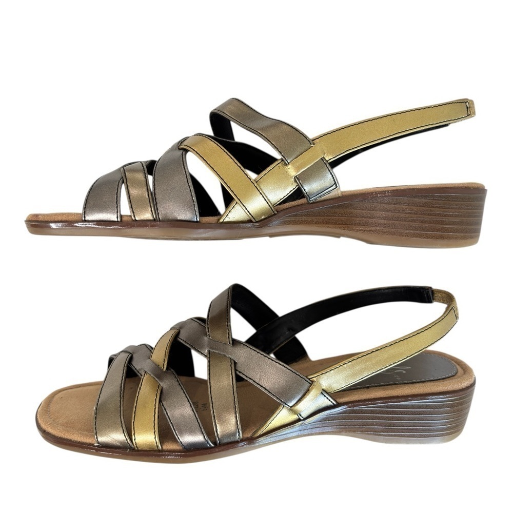 Lifestride Margarita Metallic Slingback Wedge Heel Sandals Womens Shoes Size 6.5 - Picture 3 of 15